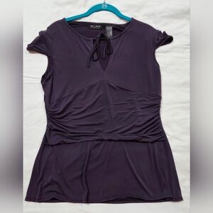 Axcess Liz Claiborne Purple Cap Sleeve Ruched  Blouse Top Nordstrom Size L